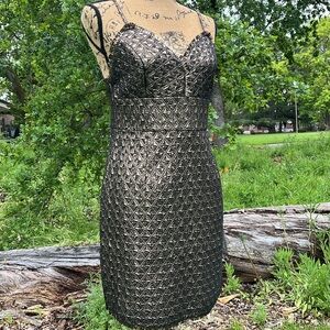 Black and Gold Cocktail Dress;M